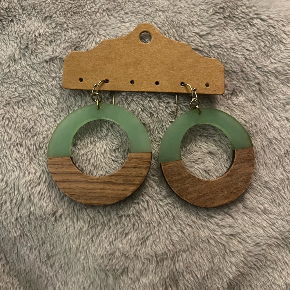 Green and Brown Hoop Earrings